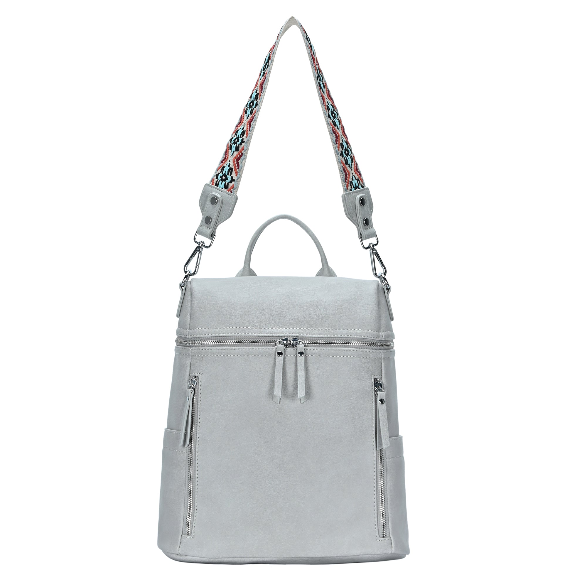 The Nyra Webbing Strap Convertible Backpack by Antik Kraft Grey