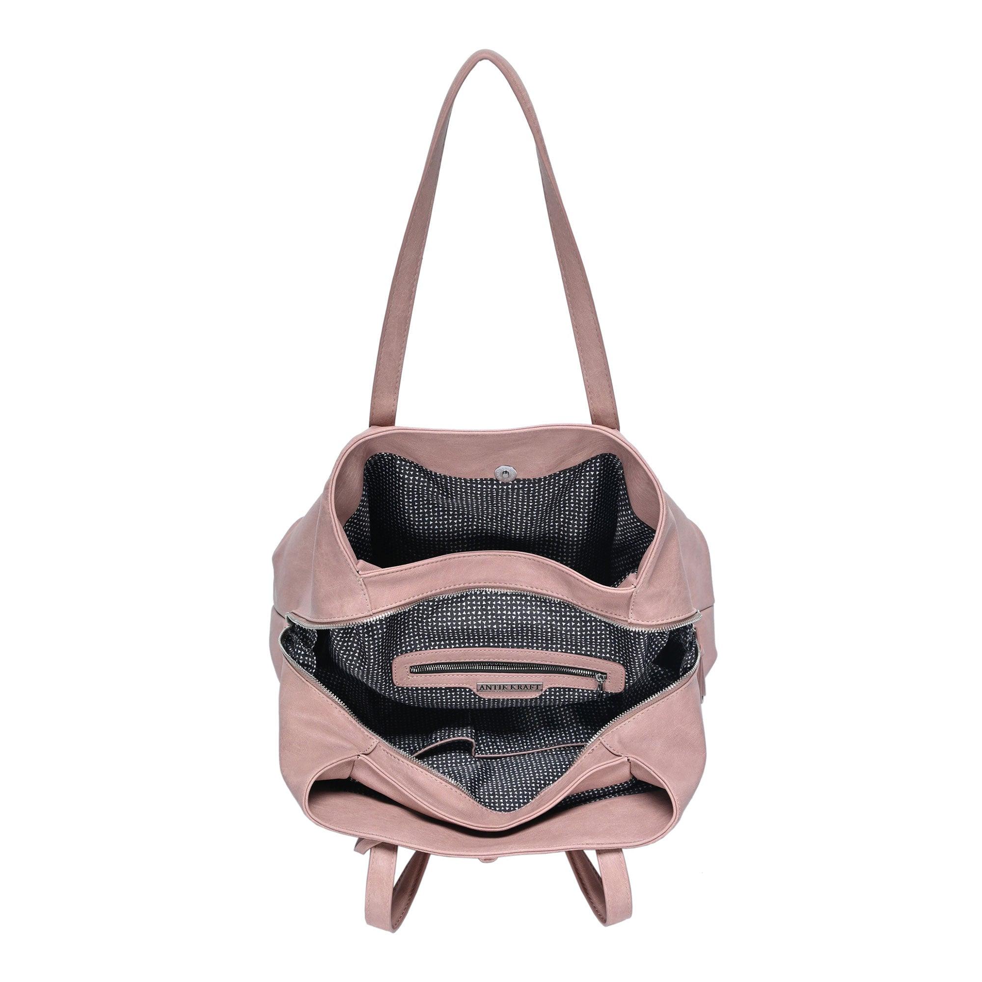 Soft Pink Antik popular Kraft Hobo + Makeup Bag