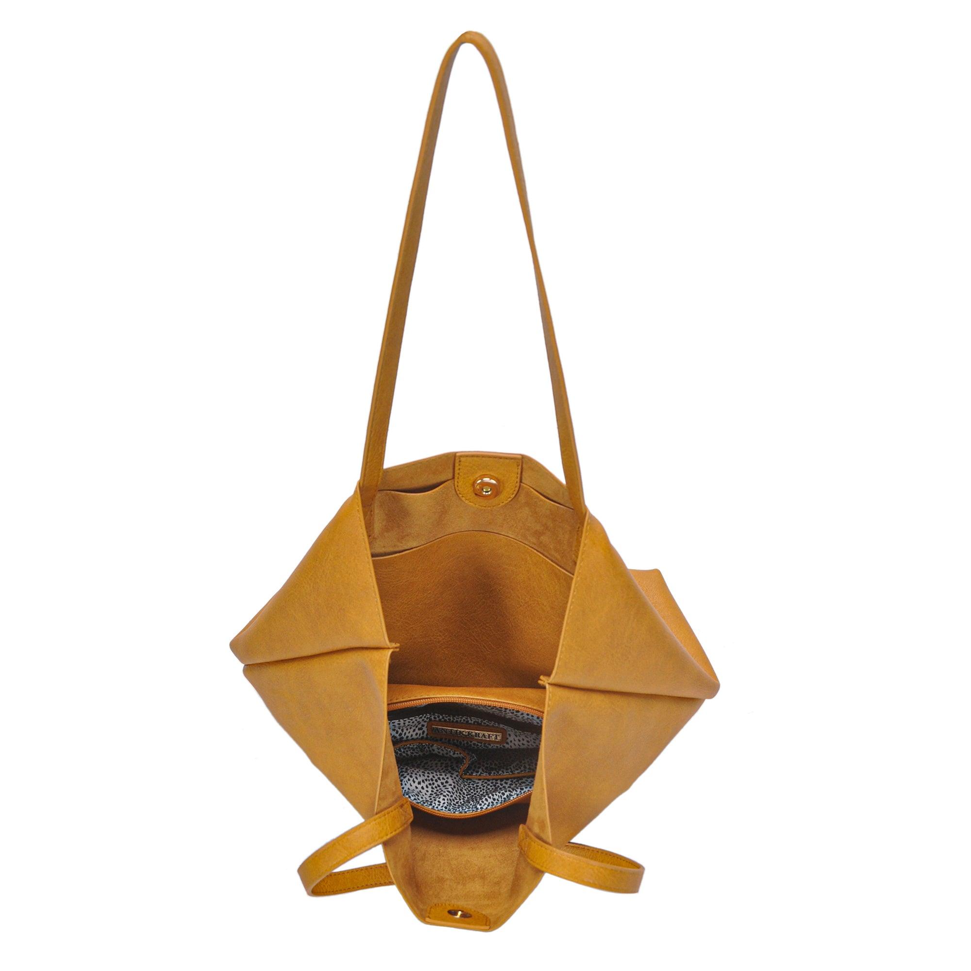 Antik Kraft top Orange Leather Handbag Tote